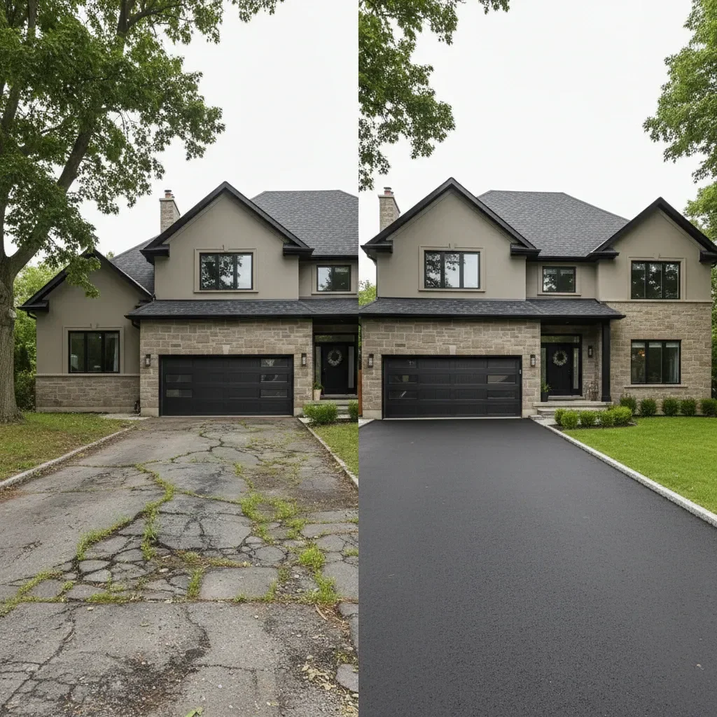 Paving contractor transformation - before and after by Quality Landscaping Kirkland in Kirkland